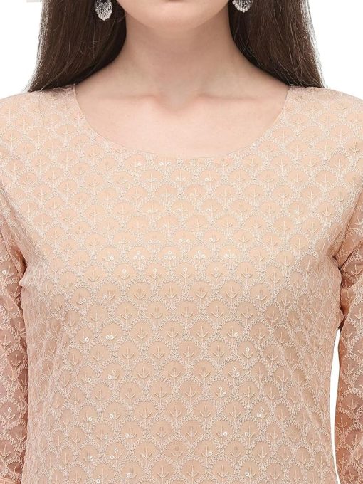 Women's Peach Georgette Straight Kurta - XS