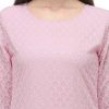 Women's Pink Georgette Straight Kurta - Large