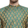 Men'S Jacquard Silk Kurta And Pyjama Size M - Green Men'S Jacquard Silk Kurta And Pyjama Size M - Green