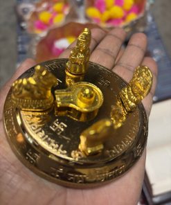 Gold-toned Shiv Parivar idol with Shiva Lingam altar plate