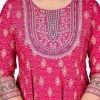 Pink Rayon Embroidered Anarkali Kurti - Large