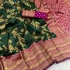 Green and Purple Banarasi Soft Silk Saree
