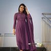 Red Fox Georgette Gown And Dupatta With Embroidery Work - XL