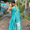Blue Banarasi Lichi Silk Saree