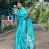 Blue Banarasi Lichi Silk Saree