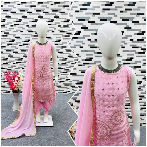 Pink Kids Special Heavy Fox Georgette Dhoti Salwar Suit