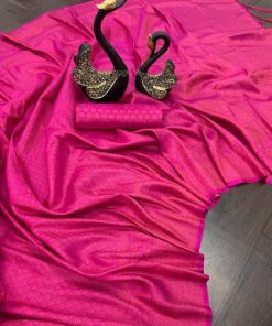 Traditional Clothing Hot Pink Kubera Pattu Silk Saree with Rich Pallu ChennaiStore