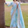Blue Banarasi Lichi Silk Saree