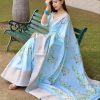 Blue Soft Silk Saree With Fancy Zari Weaved Big Border