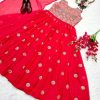 Red Fox Georgette Gown And Dupatta With Embroidery Work - XL