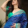 Royal Blue and Turquoise Pure Semi Silk Saree Royal Blue and Turquoise Pure Semi Silk Saree