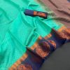 White and Gold Soft Kanjivaram Silk Saree All Over Saree With Jalar
