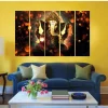 Wooden 7mm Ganesha Split Digital Wall Painting in 5 pieces 36 x 60 inches