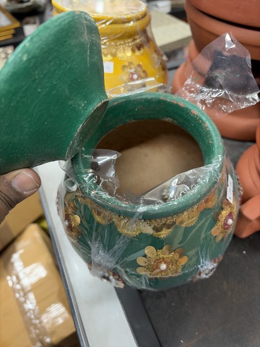 Clay Handmade Paanai decorative Handi pot Kalash – Assorted colours. – 2L