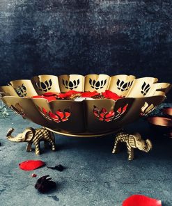 Traditional Handcrafted Urli with Elephant Base