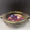 Gold Clay Teracotta Carved Uruli Diwali Decor Showpiece Gift 32 CM Flower Shaped Diya Handcrafted Decorative Urli 10 Inches