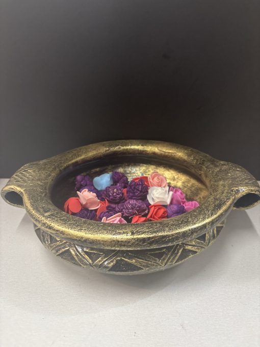 Flower Shaped Diya Handcrafted Decorative Urli 10 Inches