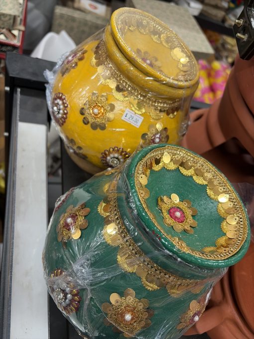 Clay Handmade Paanai decorative Handi pot Kalash – Assorted colours. – 2L