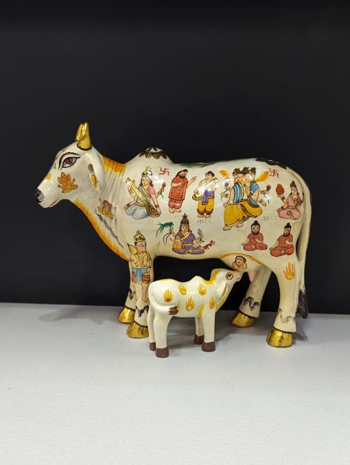 Hand Painted Cow and Calf Decorative Show Piece / Doll