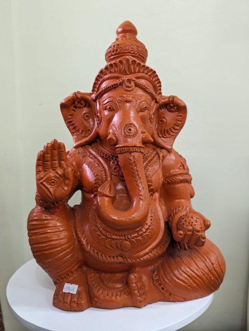 Brown Clay Ganesha: Handcrafted Statue of Lord Ganesha (18 inch)
