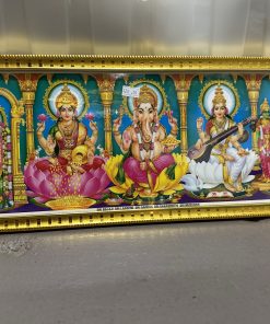 Five Hindu God And Goddess Photos In A Single Frame For Pooja (52Cm X 20Cm)