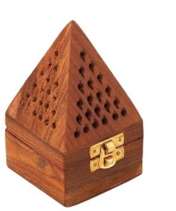 Amzgear Pyramid Wooden Shape Incense Holder | Dhoop Batti Stand | Fragrance Stand Holder | Ash Catcher/Agar Batti Holder for Home Decor,Office,Yoga,Meditation,Pooja,Aromatherapy Pack of 1
