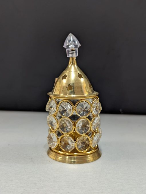 Decorative Brass Crystal Oil Lamp, Tea Light Holder Lantern Cylindrical Shape Diwali Gifts Home Decor Puja Lamp Decorative Brass Crystal Oil Lamp, Tea Light Holder Lantern Cylindrical Shape Diwali Gifts Home Decor Puja Lamp