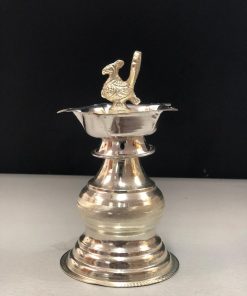 German Silver Annapakshi Kuthu Vilakku Oil Lamp / Diya 14 cm