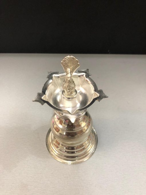 German Silver Annapakshi Kuthu Vilakku Oil Lamp / Diya 14 cm