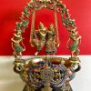 Radha krishna Swing brass urli with beautiful mosaic stone work, 21" Radha krishna Urli, Traditional Bowl, Brass urli, Gopal brass urli Bowl