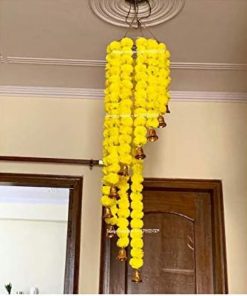 Artificial Marigold Fluffy Flowers Chandelier (Yellow, 1 Piece)