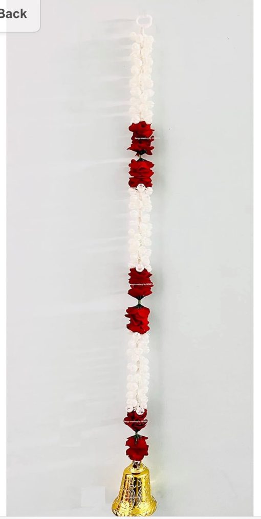 Artificial Jasmine and Rose Decorative Garlands/Torans/Floral Hangings with Golden Bells for Festive Decorations, Pooja, Wedding, House Function – Pack of (Approx 2.5 ft) - one piece