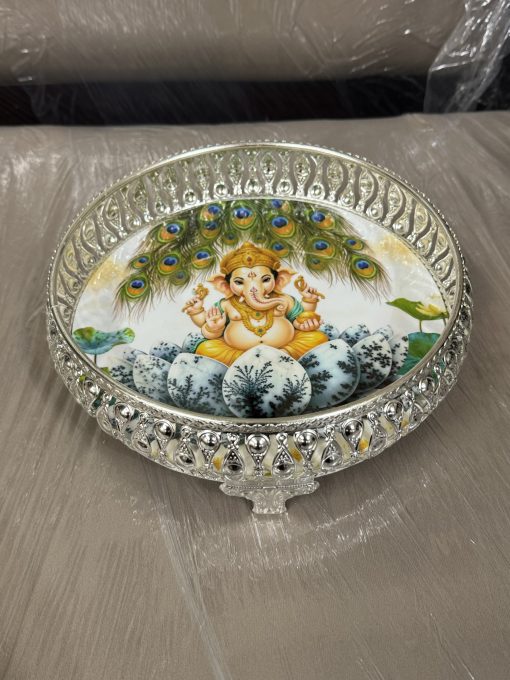 German Silver Pooja Tray 8 Inch German Silver Pooja Tray (S)