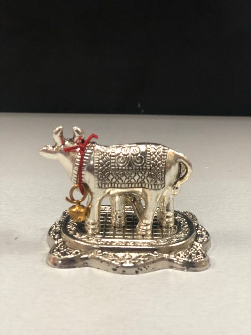 Lord Krishna'S Kamdhenu Cow With Calf German Silver Showpiece