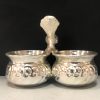 German Silver 2 Bowl Peacock Standing Kumkum Pot For Wedding / Pooja Articles/Return Gift Size : 3 Inches Weight : 140 Grams German Silver 2 Bowl Peacock Standing Kumkum Pot For Wedding / Pooja Articles/Return Gift Size : 3 Inches Weight : 140 Grams