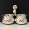 German Silver 2 Bowl Peacock Standing Kumkum Pot For Wedding / Pooja Articles/Return Gift Size : 3 Inches Weight : 140 Grams