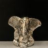 White Metal Ganesha Car Dashboard Idol and Home Decor Statue
