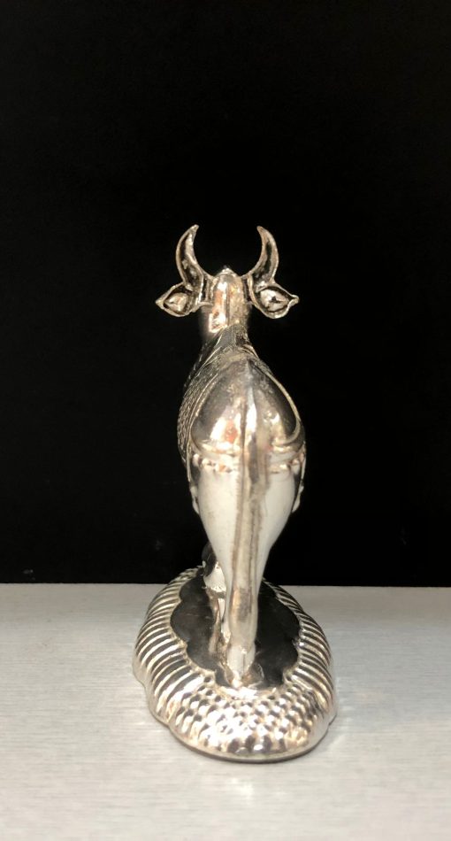 Lord Krishna'S Kamdhenu Cow With Calf German Silver Showpiece