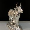 Lord Krishna'S Kamdhenu Cow With Calf German Silver Showpiece Lord Krishna'S Kamdhenu Cow With Calf German Silver Showpiece