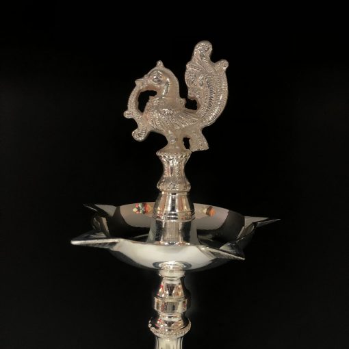 German Silver Kuthu Vilakku / Dīpak / Diyā / Dīpamu / Dīpa / Dīpaka 32 Cm