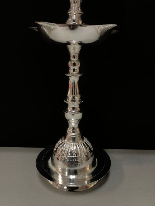 German Silver Kuthu Vilakku / Dīpak / Diyā / Dīpamu / Dīpa / Dīpaka 32 Cm