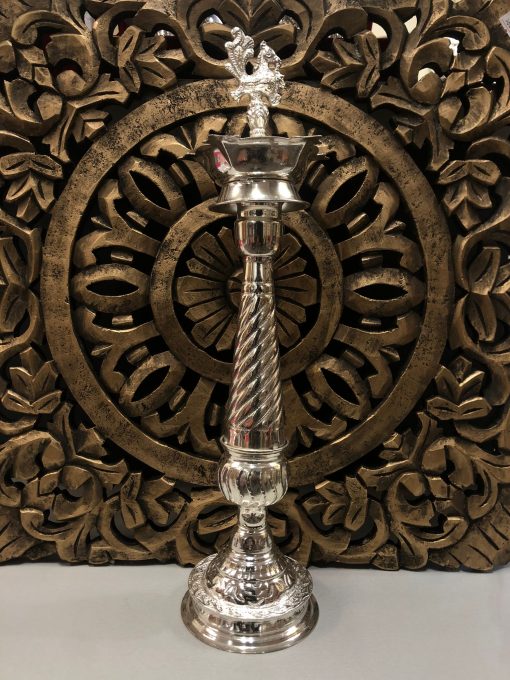 German Silver Kuthu Vilakku / Dīpak / Diyā / Dīpamu / Dīpa / Dīpaka 40 Cm