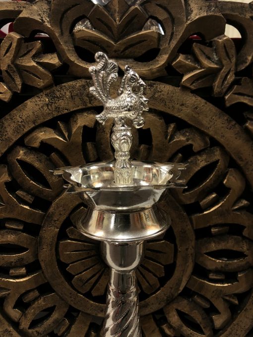 German Silver Kuthu Vilakku / Dīpak / Diyā / Dīpamu / Dīpa / Dīpaka 40 Cm