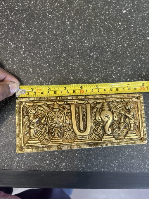 Brass Shankh Chakra Namah Wall Hanging 20x8cm Brass Shankh Chakra Namah Wall Hanging 20x8cm