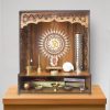 Beautiful Wooden Pooja Stand For Home/Mandir For Home/Puja Mandir Wall With Led Spot Light/Product (H x W x D: 46 cm x 41 cm x 22 cm)