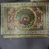 Rectangular Decorative meenakari gold colour bajot/Antique Design/Multipurpose Stool Pooja mandir Beautiful Wood Carved Glass Finished Designer Chowki Bajot for Pooja Home Temple Gold Color 21x15 Inch
