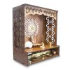 Beautiful Wooden Pooja Stand For Home/Mandir For Home/Puja Mandir Wall With Led Spot Light/Product (H x W x D: 46 cm x 41 cm x 22 cm)