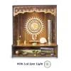 Beautiful Wooden Pooja Stand For Home/Mandir For Home/Puja Mandir Wall With Led Spot Light/Product (H x W x D: 46 cm x 41 cm x 22 cm)
