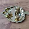 Leaf style brass Pooja Thali Set - 7 Inches Decorative Stainless Steel Pooja Thali Set - 11 Inches