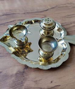 Decorative Stainless Steel Pooja Thali Set - 11 Inches